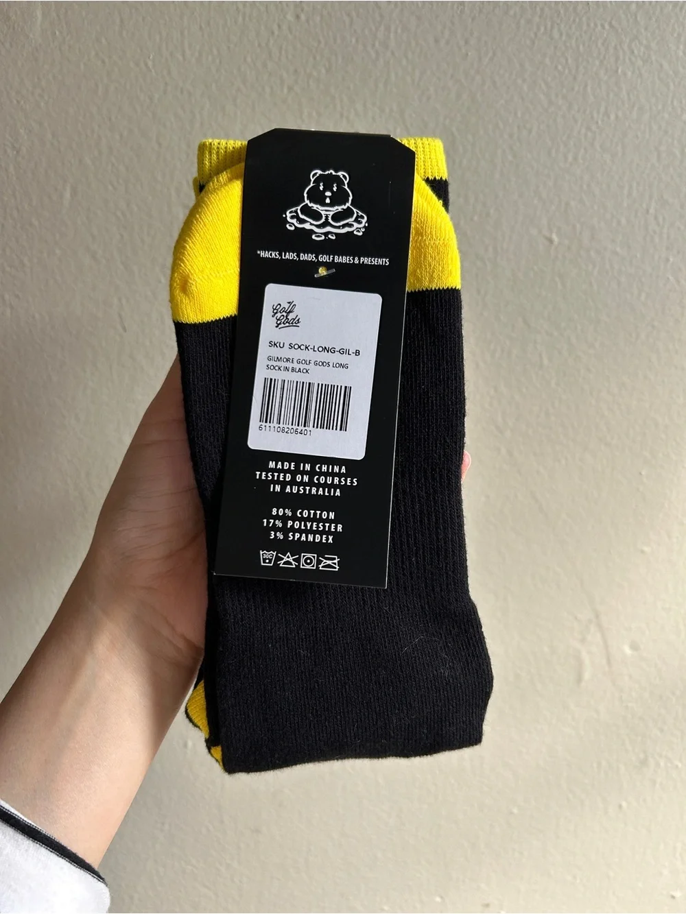 New Golf Gods Men’s Gilmore Long Socks in Black Yellow